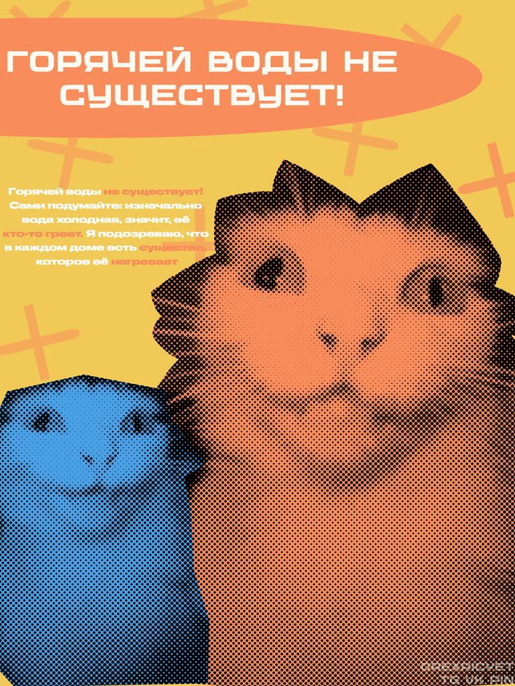 ГОРЯЧЕЙ ВОДЫ НЕ СУЩЕСТВУЕТ! Горячей воды не существует! Сами подумайте: изначально вода холодная, значит, её кто-то греет. Я подозреваю, что в каждом доме есть существо, которое её нагревает