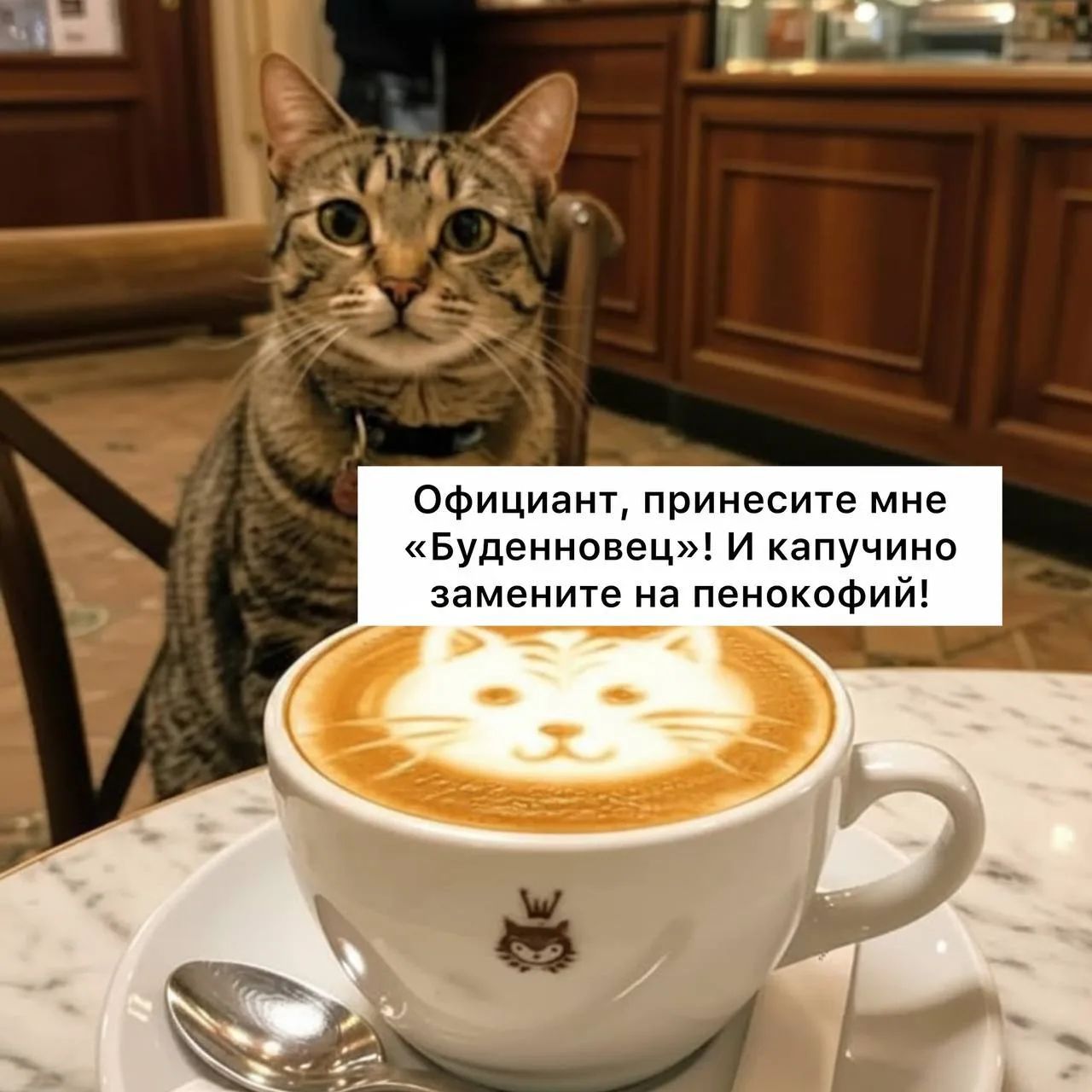 Официант, принесите мне «Буденновец»! И капучино замените на пенокофий!
