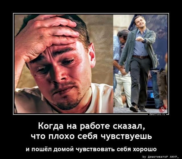 Когда на работе сказал, что плохо себя чувствуешь и пошёл домой чувствовать себя хорошо
