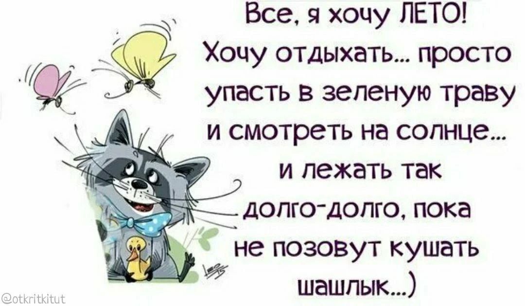 Все, я хочу ЛЕТО! Хочу отдыхать... просто упасть в зеленую траву и смотреть на солнце... и лежать так долго-долго, пока не позовут кушать шашлык...)