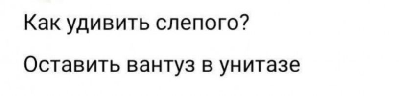 Как удивить слепого? Оставить вантуз в унитазе