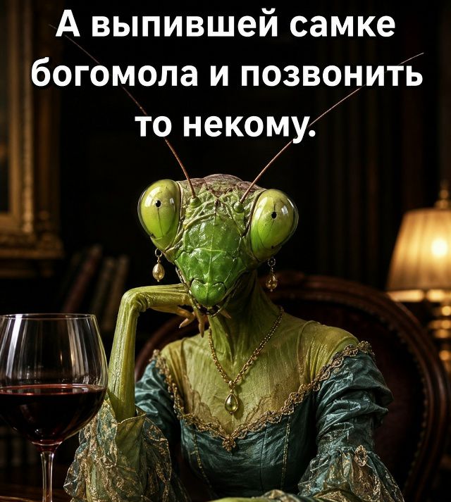 А выпившей самке богомола и позвонить то некому.