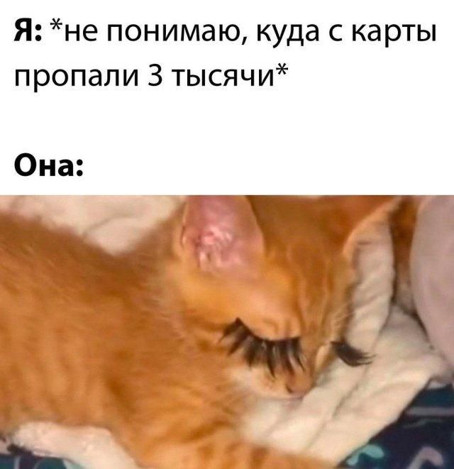 Я: *не понимаю, куда с карты пропали 3 тысячи* Она: