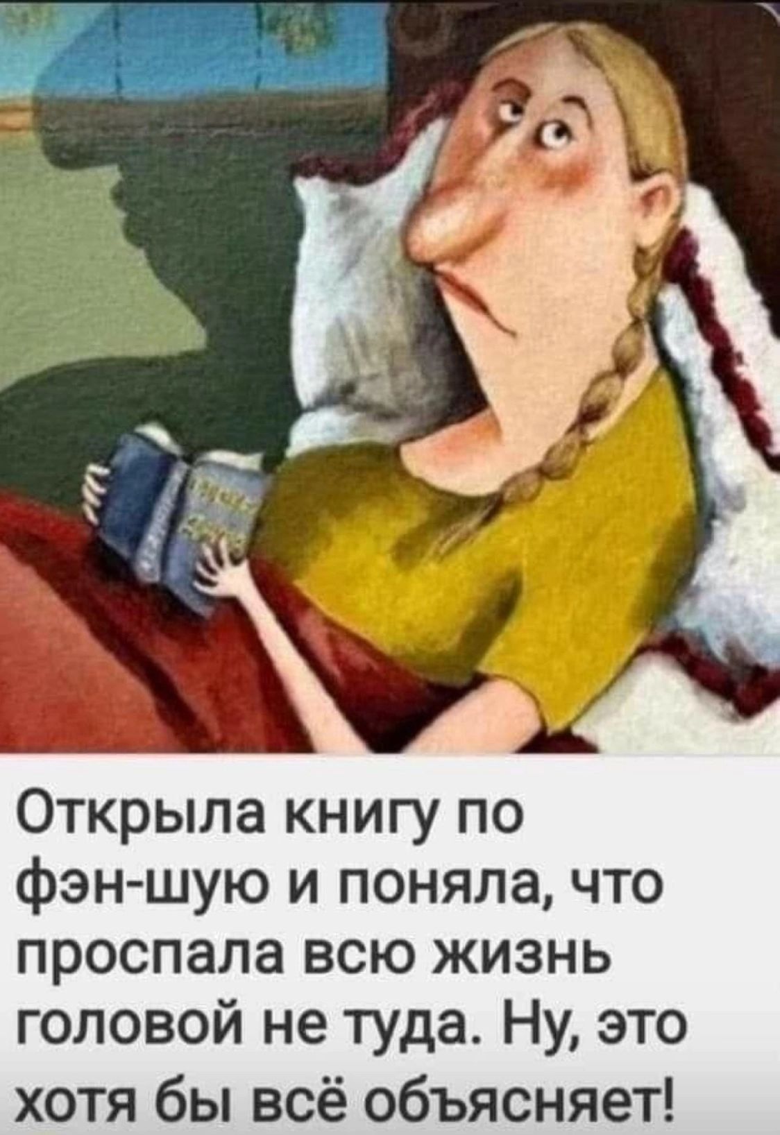 Открыла книгу по фэн-шую и поняла, что проспала всю жизнь головой не туда. Ну, это хотя бы всё объясняет!