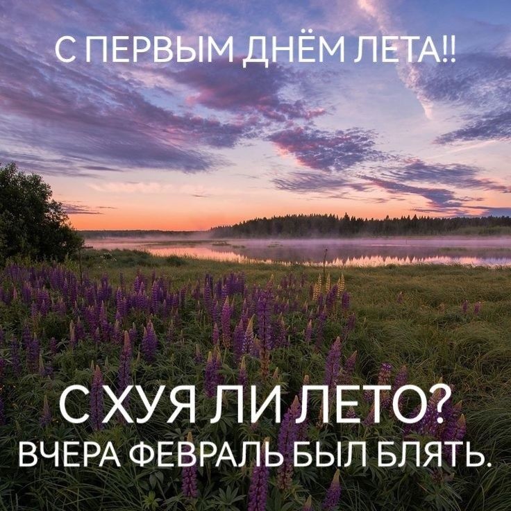 С ПЕРВЫМ ДНЁМ ЛЕТА!! С ХУЯ ЛИ ЛЕТО? ВЧЕРА ФЕВРАЛЬ БЫЛ БЛЯТЬ.