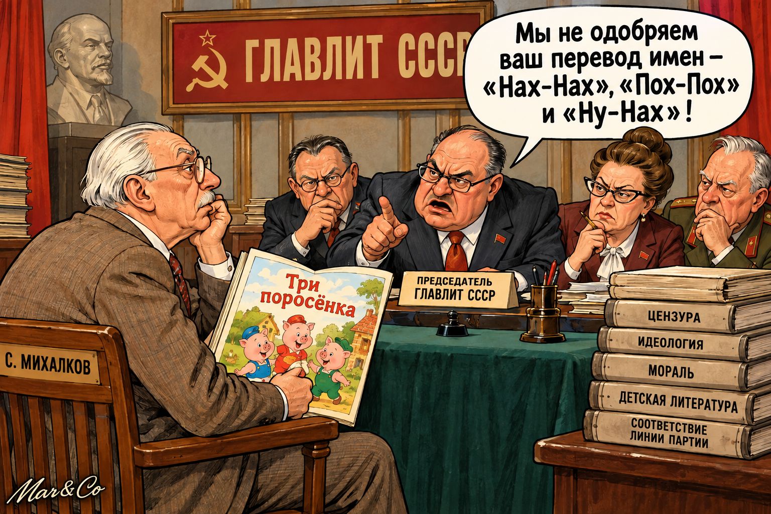 ГЛАВЛИТ СССР. Мы не одобряем ваш перевод имен - «Нах-Нах», «Пох-Пох» и «Ну-Нах»! С. Михалков. Три поросенка. ЦЕНЗУРА ИДЕОЛОГИЯ МОРАЛЬ ДЕТСКАЯ ЛИТЕРАТУРА СООТВЕТСТВИЕ ЛИНИИ ПАРТИИ