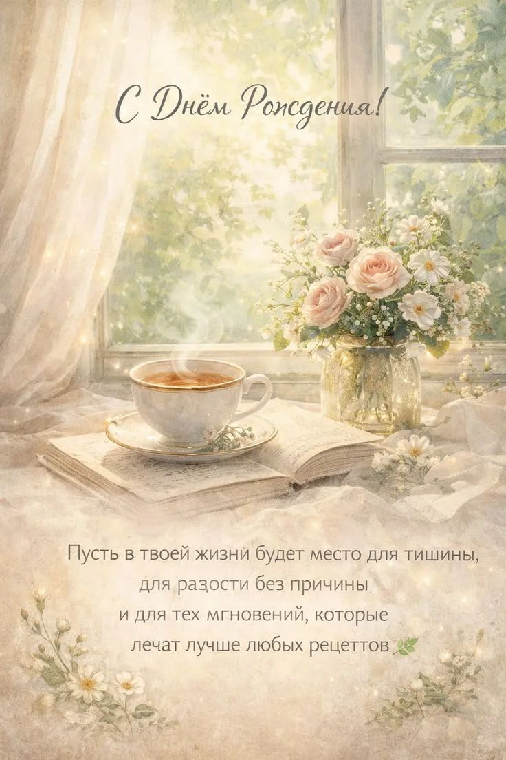 С Днём Рождения! Пусть в твоей жизни будет место для тишины, для радости без причины и для тех мгновений, которые лечат лучше любых рецептов