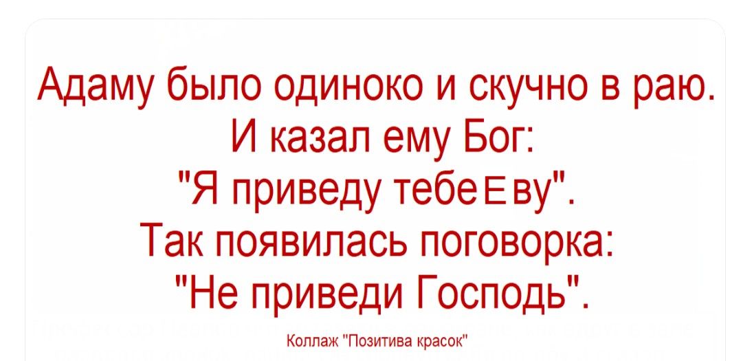 Адаму было одиноко и скучно в раю. И казал ему Бог: 