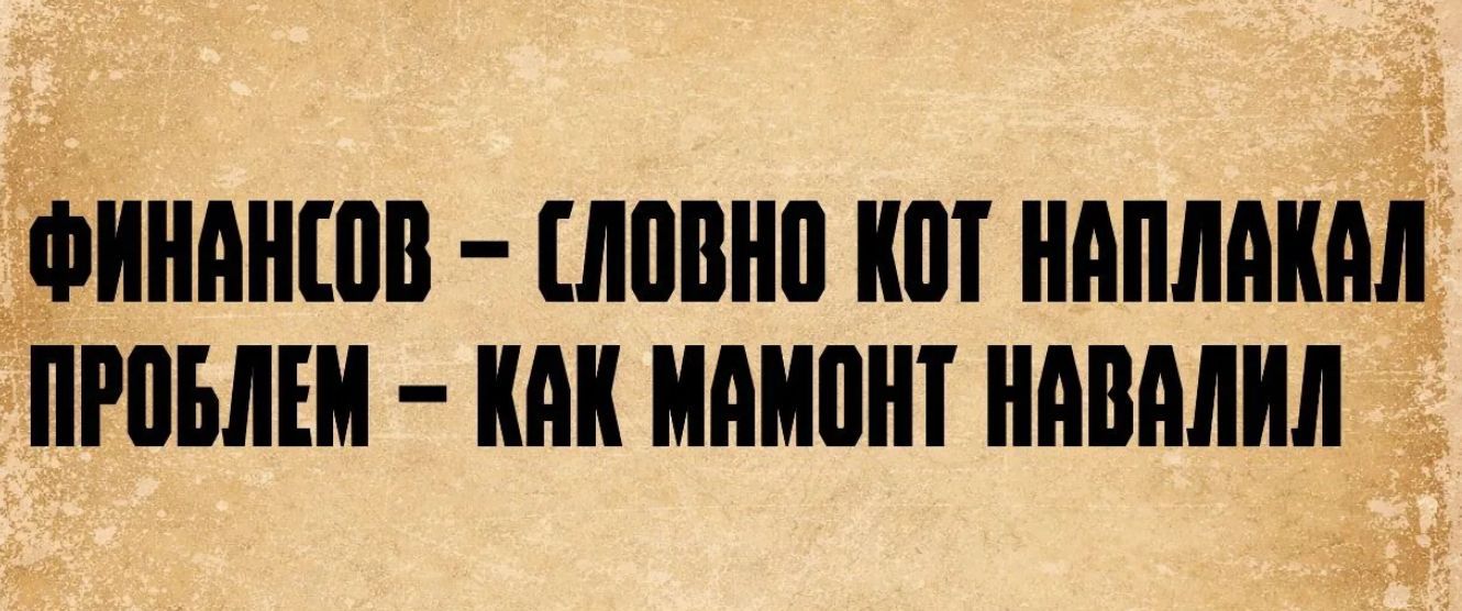 ФИНАНСОВ – СЛОВНО КОТ НАПЛАКАЛ ПРОБЛЕМ – КАК МАМОНТ НАВАЛИЛ