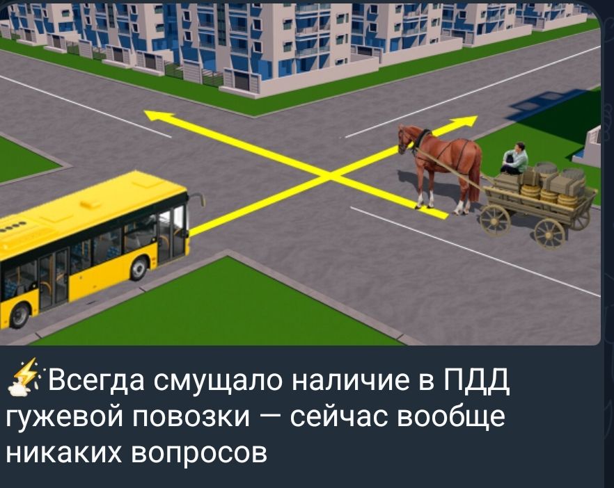 Всегда смущало наличие в ПДД гужевой повозки — сейчас вообще никаких вопросов