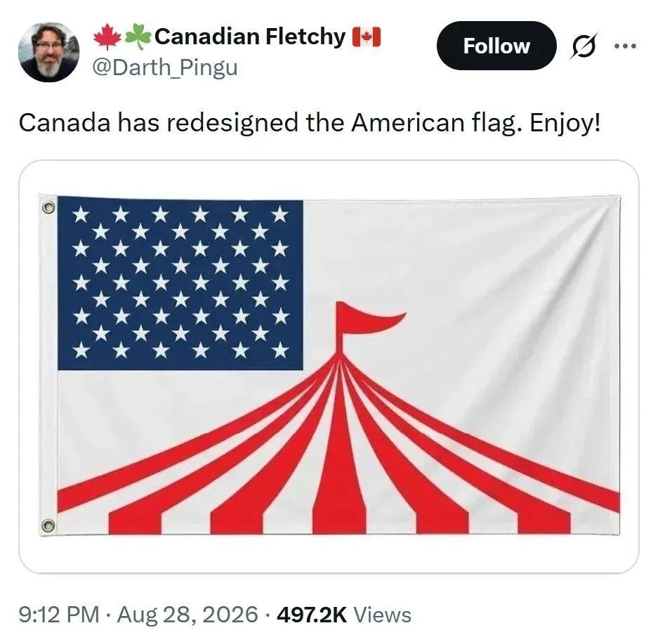 Canadian Fletchy @Darth_Pingu Canada has redesigned the American flag. Enjoy!
