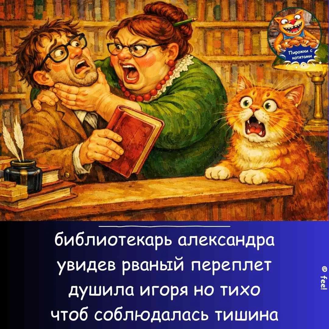 библиотекарь александра увидев рваный переплет душила игоря но тихо чтоб соблюдалась тишина Пирожки с котятами © feel