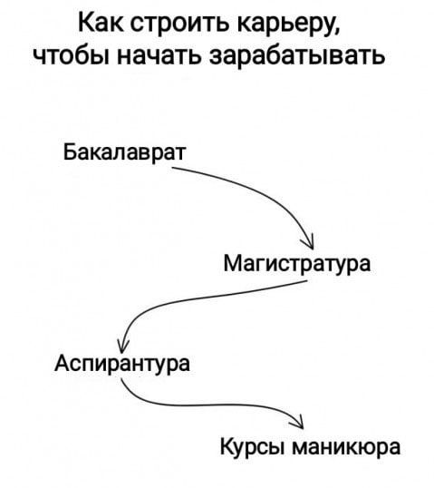 Как строить карьеру, чтобы начать зарабатывать Бакалаврат Магистратура Аспирантура Курсы маникюра