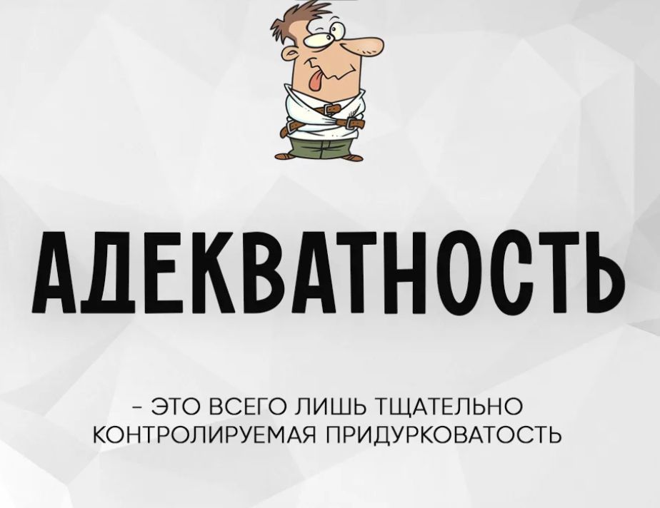 АДЕКВАТНОСТЬ - ЭТО ВСЕГО ЛИШЬ ТЩАТЕЛЬНО КОНТРОЛИРУЕМАЯ ПРИДУРКОВАТОСТЬ