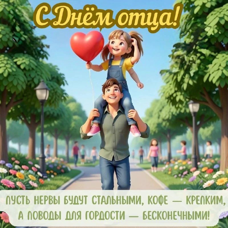 С Днём отца! Пусть нервы будут стальными, кофе — крепким, а поводы для гордости — бесконечными!