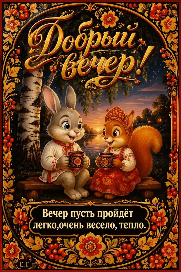 Добрый вечер! Вечер пусть пройдёт легко, очень весело, тепло.