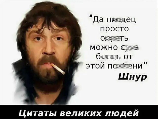 Да пиздец просто охуеть можно сука блять от этой поебени. Шнур. Цитаты великих людей.