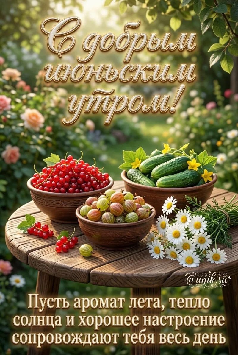 С добрым июньским утром! Пусть аромат лета, тепло солнца и хорошее настроение сопровождают тебя весь день @unik.su