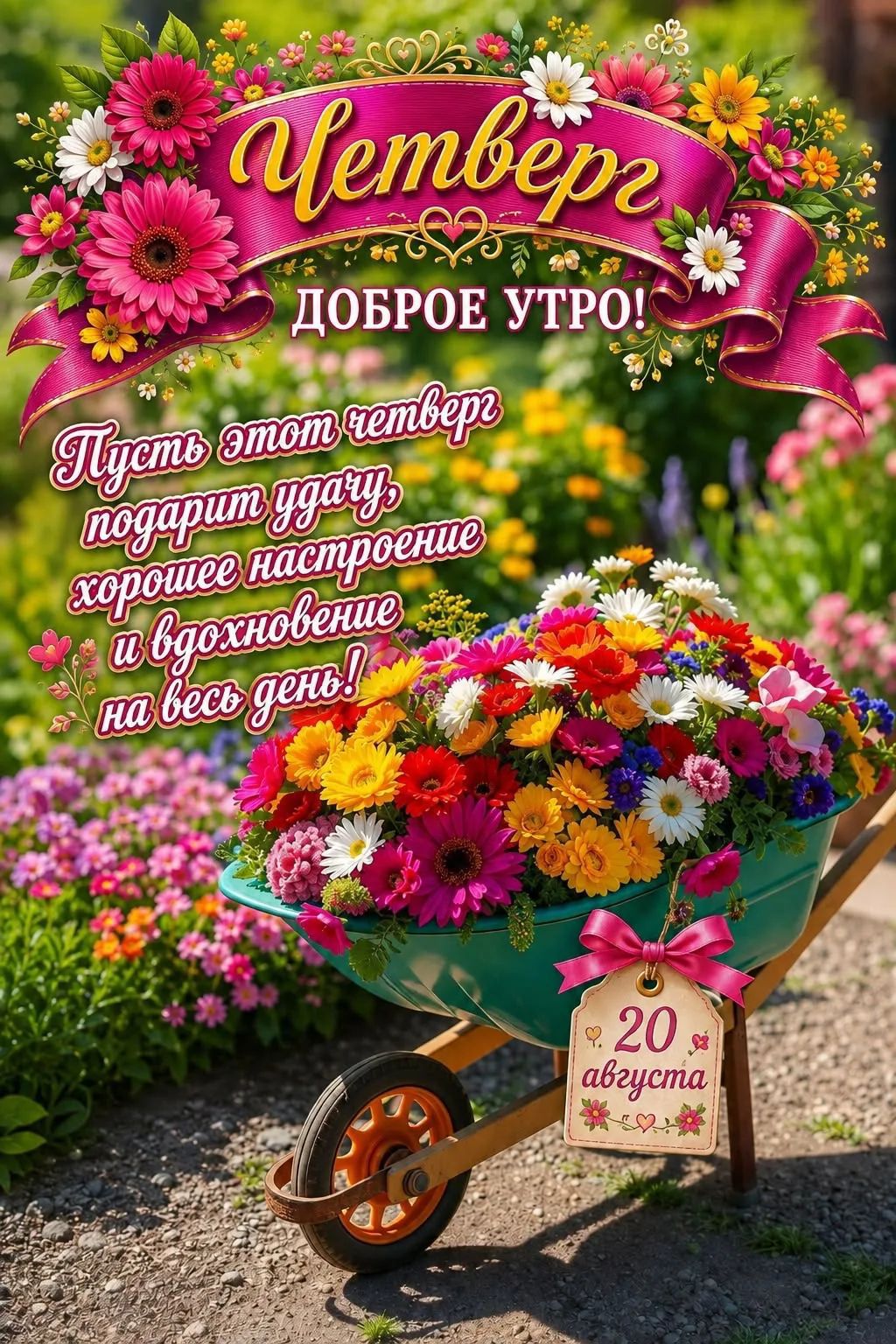 Четверг ДОБРОЕ УТРО! Пусть этот четверг подарит удачу, хорошее настроение и вдохновение на весь день! 20 августа
