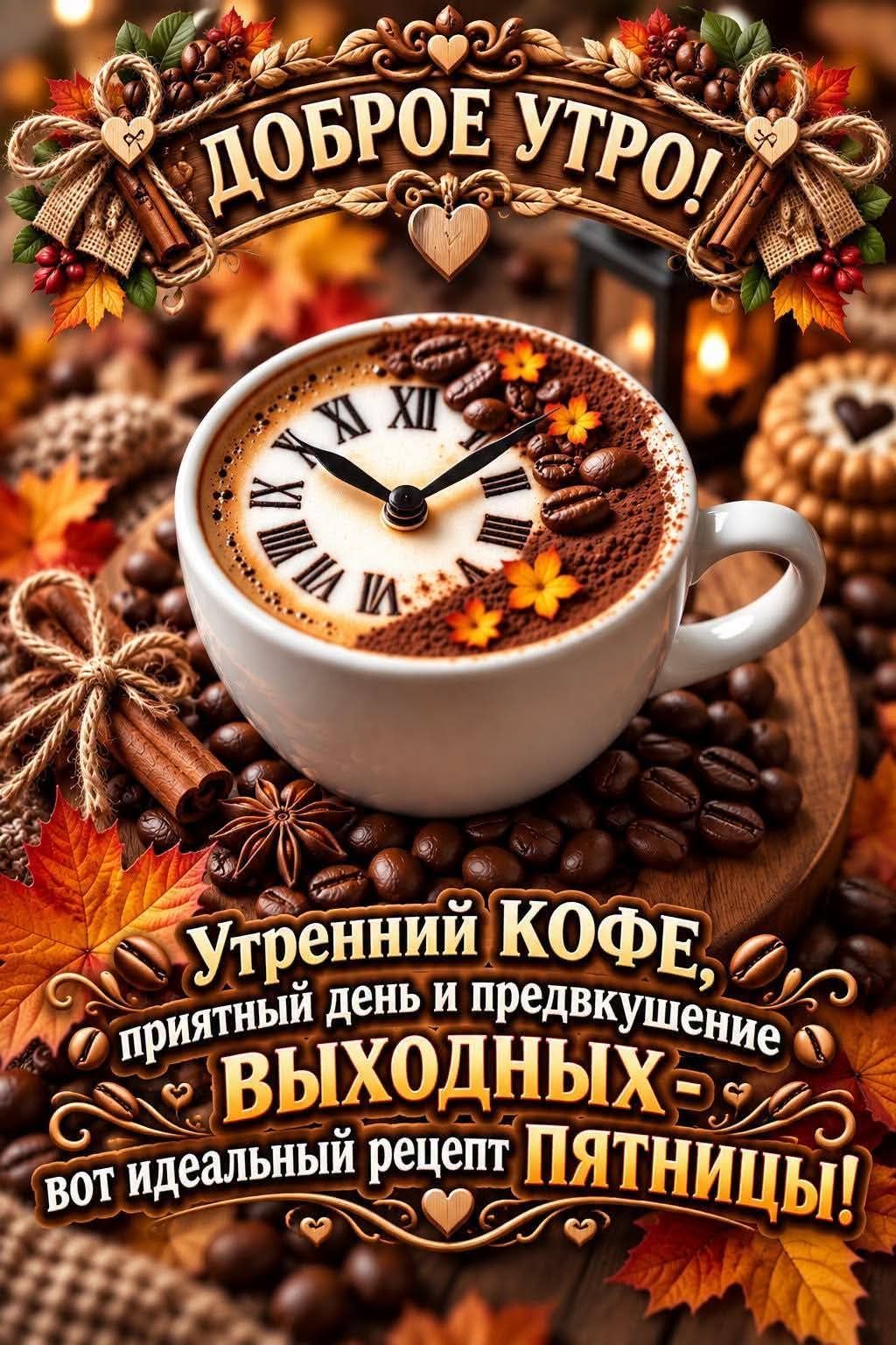 ДОБРОЕ УТРО! Утренний КОФЕ, приятный день и предвкушение ВЫХОДНЫХ - вот идеальный рецепт ПЯТНИЦЫ!