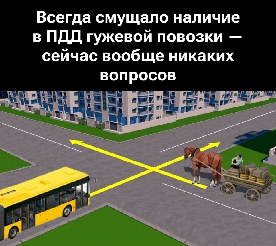 Всегда смущало наличие в ПДД гужевой повозки — сейчас вообще никаких вопросов