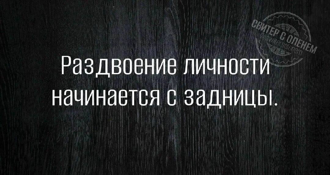 Раздвоение личности начинается с задницы. Свитер с оленем.