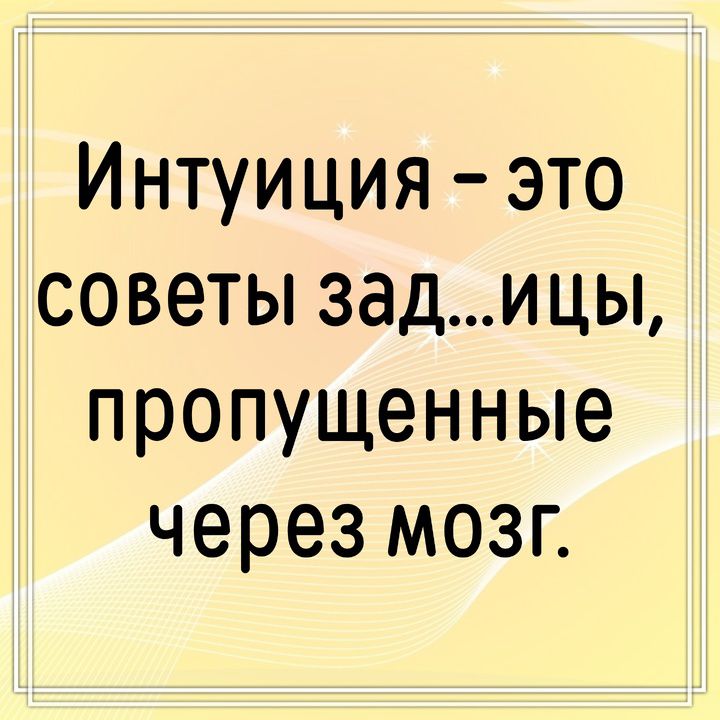 Интуиция - это советы зад...ицы, пропущенные через мозг.