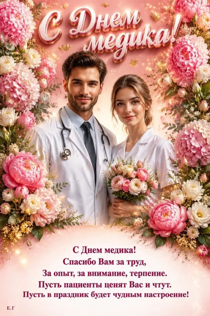 С Днем медика! Спасибо Вам за труд, За опыт, за внимание, терпение. Пусть пациенты ценят Вас и чтут. Пусть в праздник будет чудным настроение!