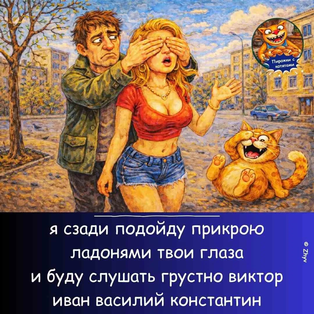 я сзади подойду прикрою ладонями твои глаза и буду слушать грустно виктор иван василий константин Пирожки с котятами