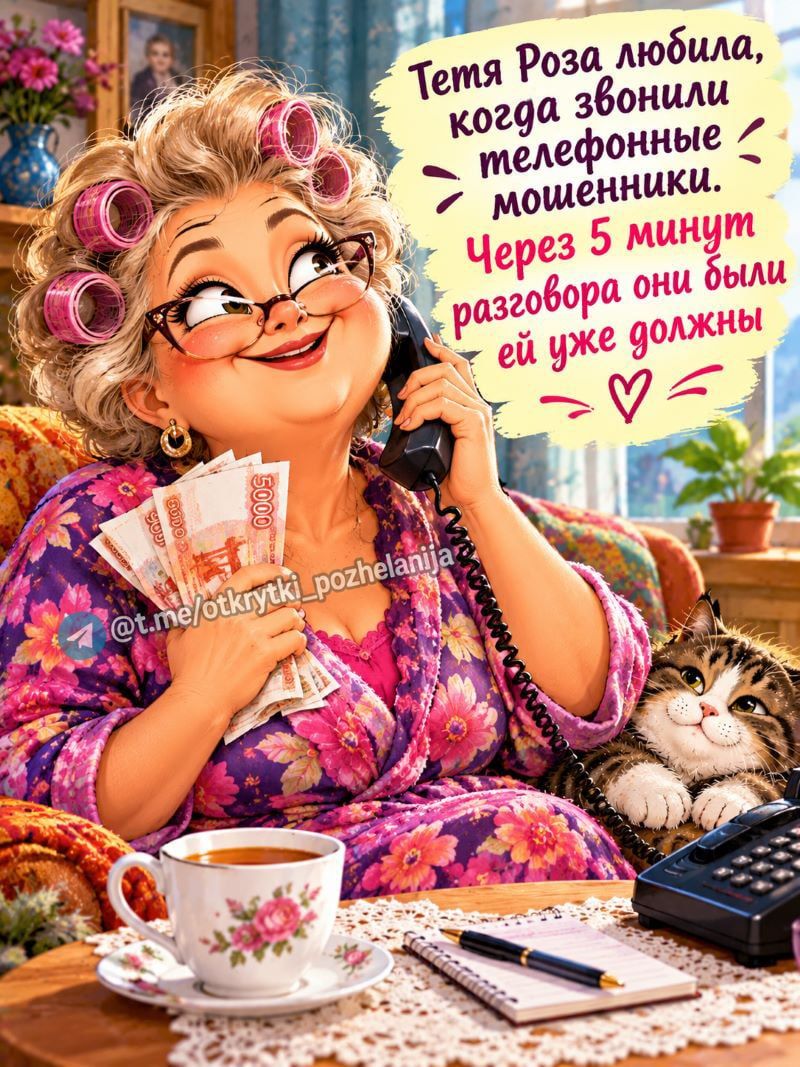 Тетя Роза любила, когда звонили телефонные мошенники. Через 5 минут разговора они были ей уже должны.