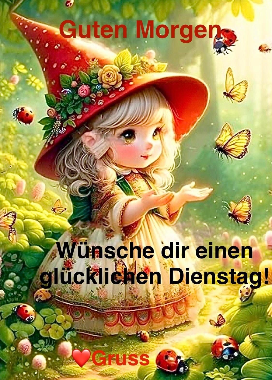 Guten Morgen. Wünsche dir einen glücklichen Dienstag! ❤️ Gruss