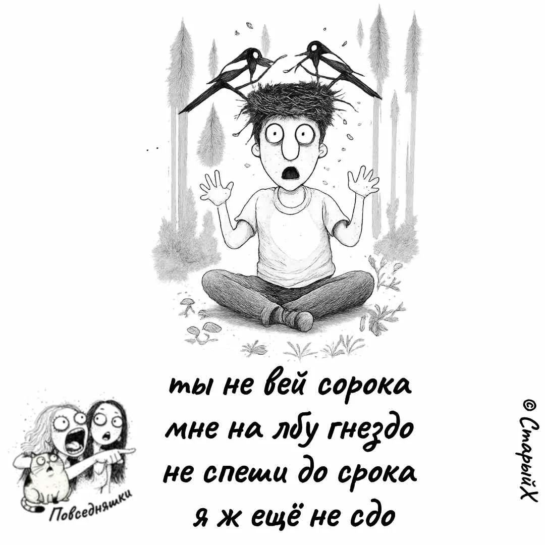 ты не вей сорока мне на лбу гнездо не спеши до срока я ж ещё не сдо