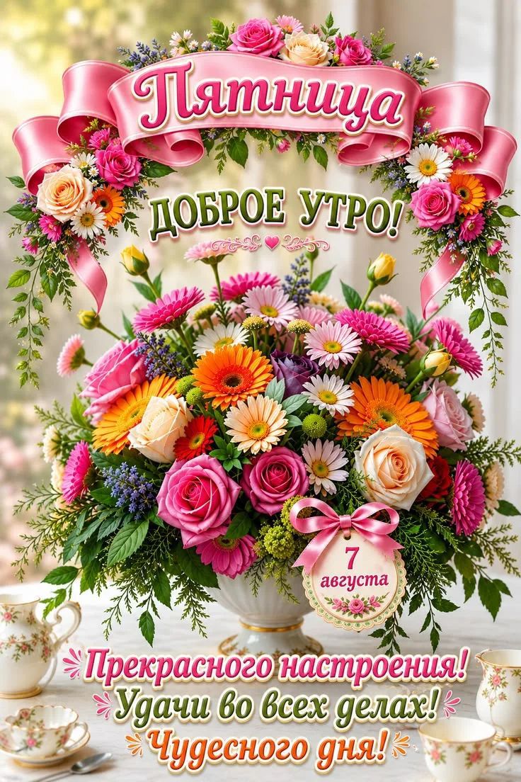 Пятница ДОБРОЕ УТРО! 7 августа Прекрасного настроения! Удачи во всех делах! Чудесного дня!