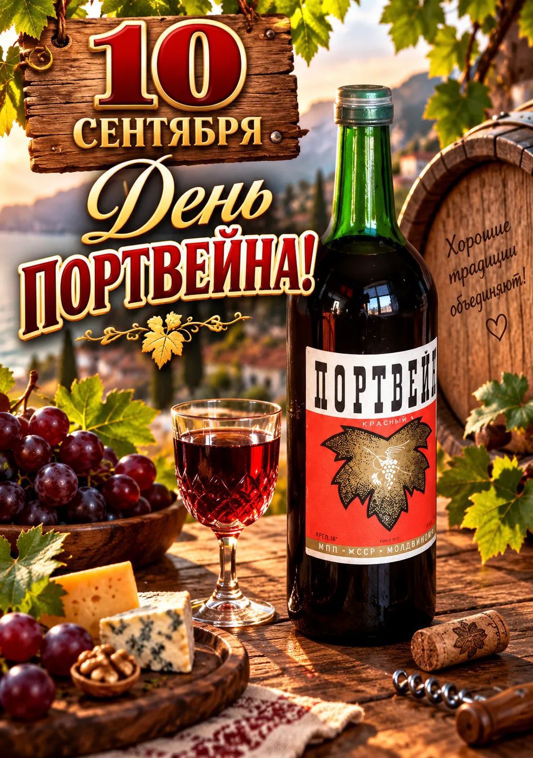 10 сентября День Портвейна! Хорошие традиции объединяют! ПОРТВЕЙН КРАСНЫЙ КРЕП. 18° МПП - ЖССР - МОЛДВИНОМ