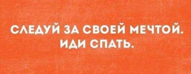 СЛЕДУЙ ЗА СВОЕЙ МЕЧТОЙ. ИДИ СПАТЬ.