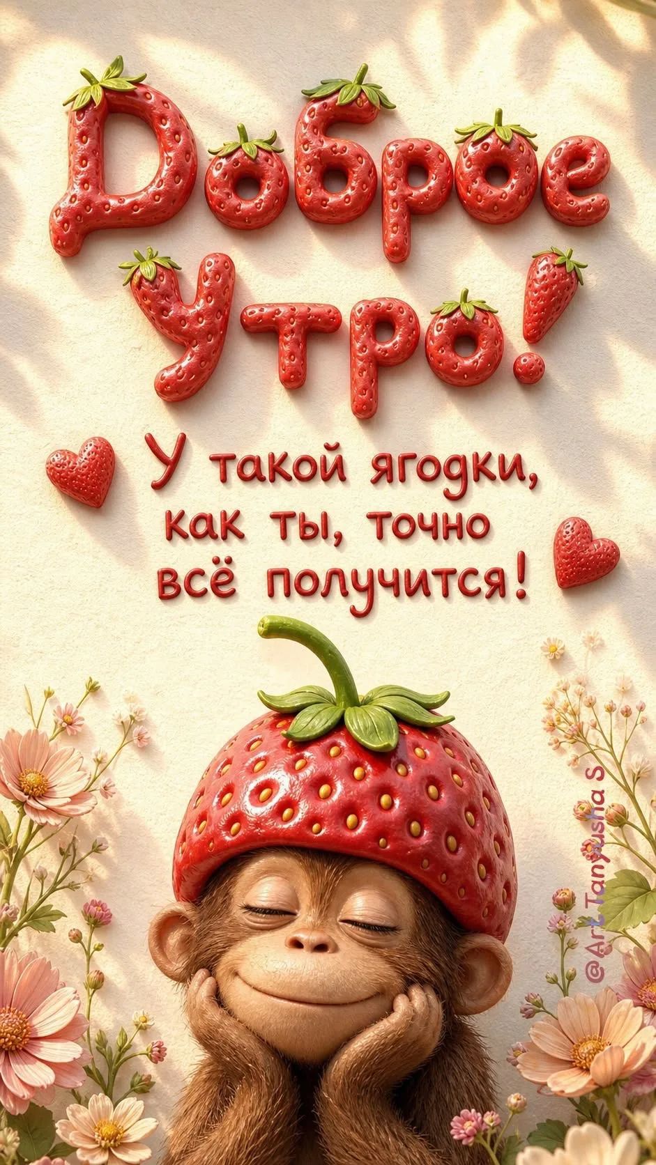 Доброе утро! У такой ягодки, как ты, точно всё получится!