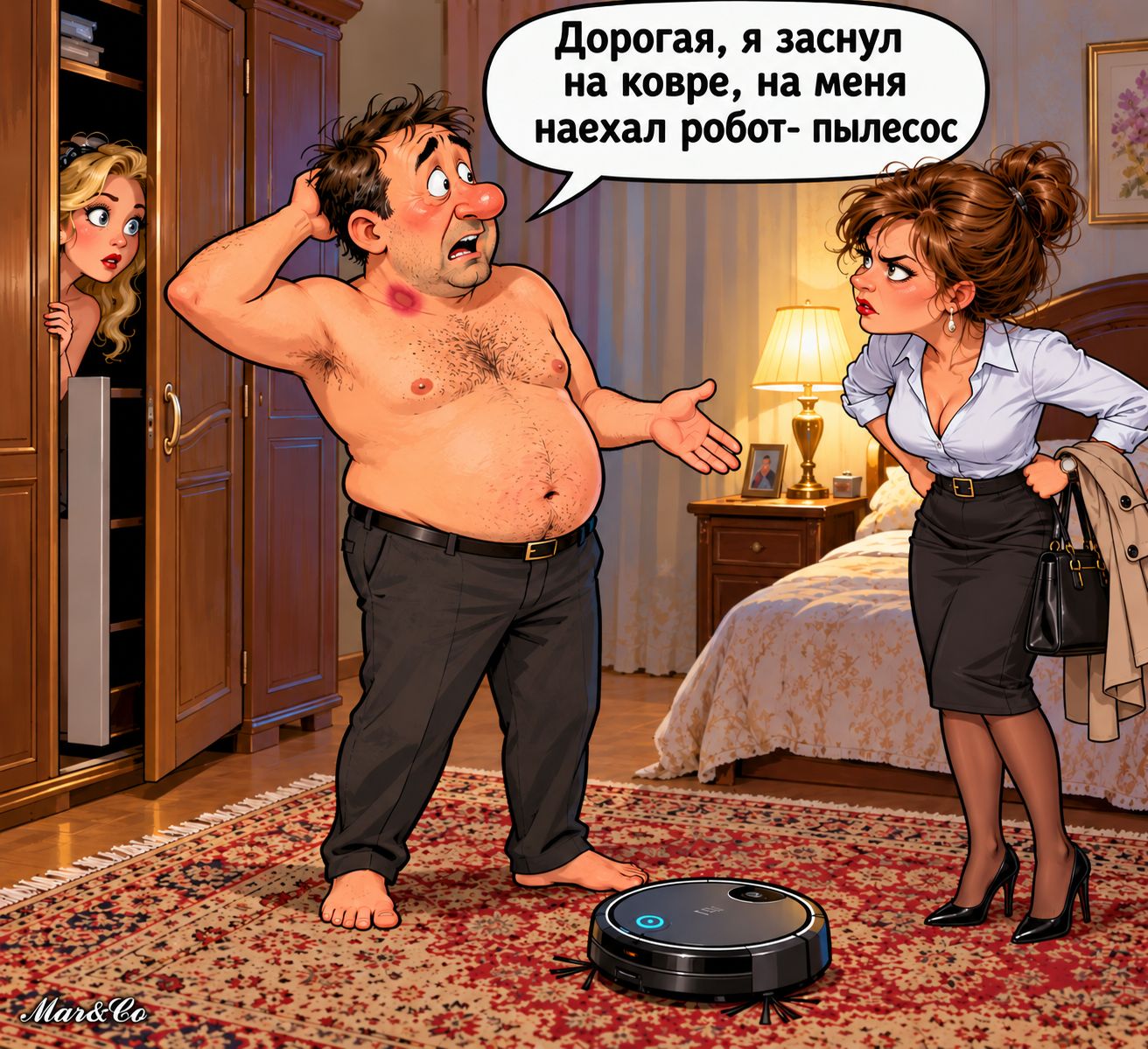 Дорогая, я заснул на ковре, на меня наехал робот-пылесос