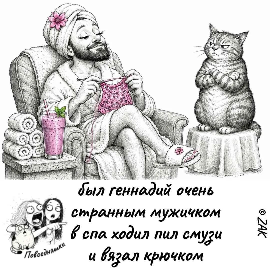 был геннадий очень странным мужичком в спа ходил пил смузи и вязал крючком