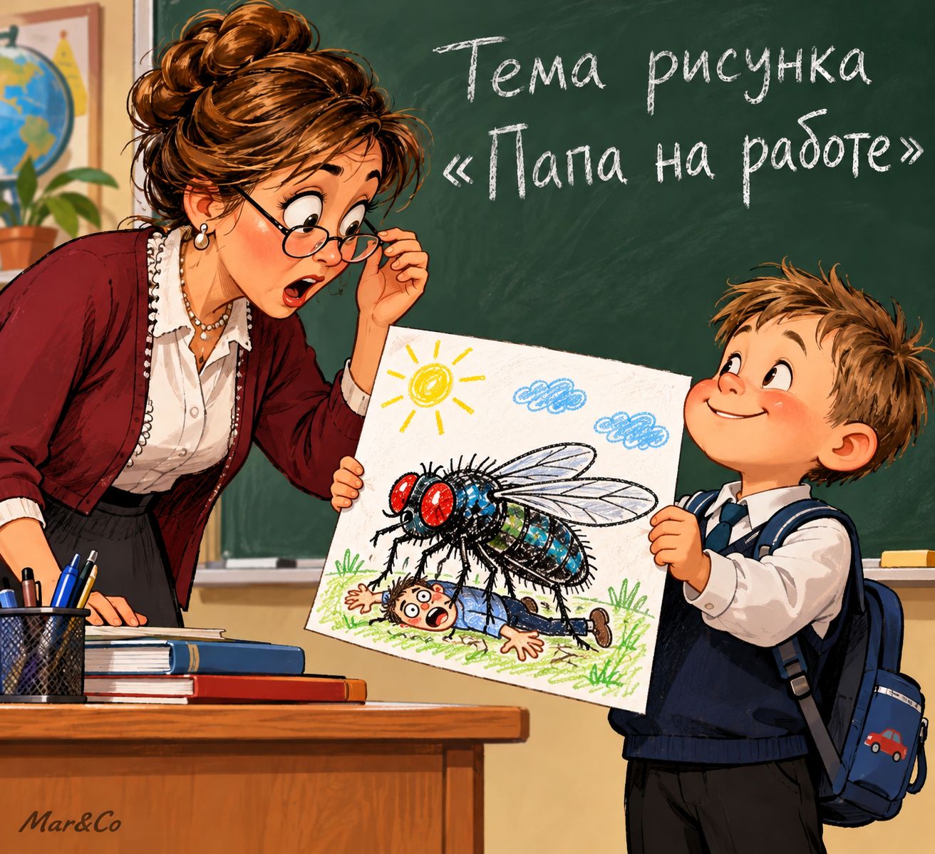 Тема рисунка «Папа на работе»