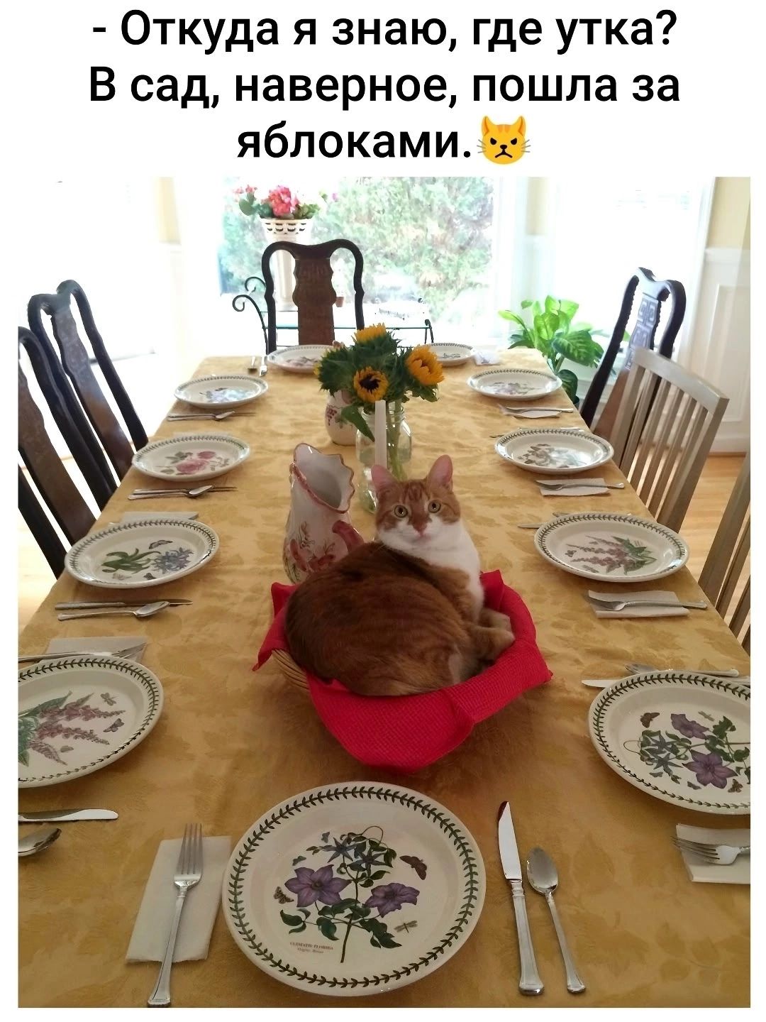 - Откуда я знаю, где утка? В сад, наверное, пошла за яблоками.