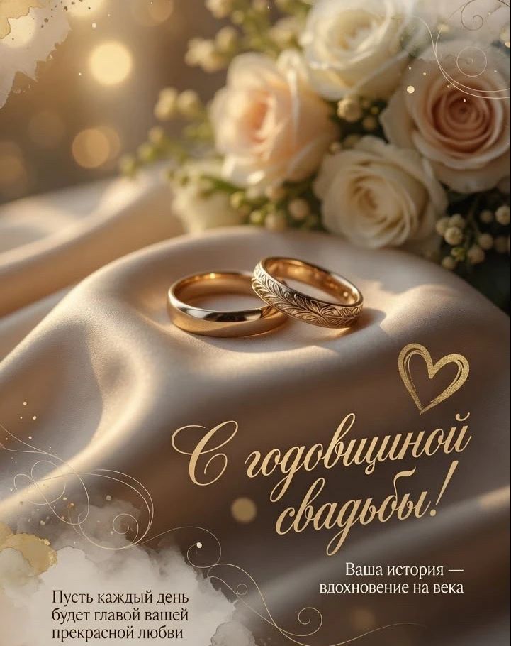 С годовщиной свадьбы! Ваша история — вдохновение на века. Пусть каждый день будет главой вашей прекрасной любви