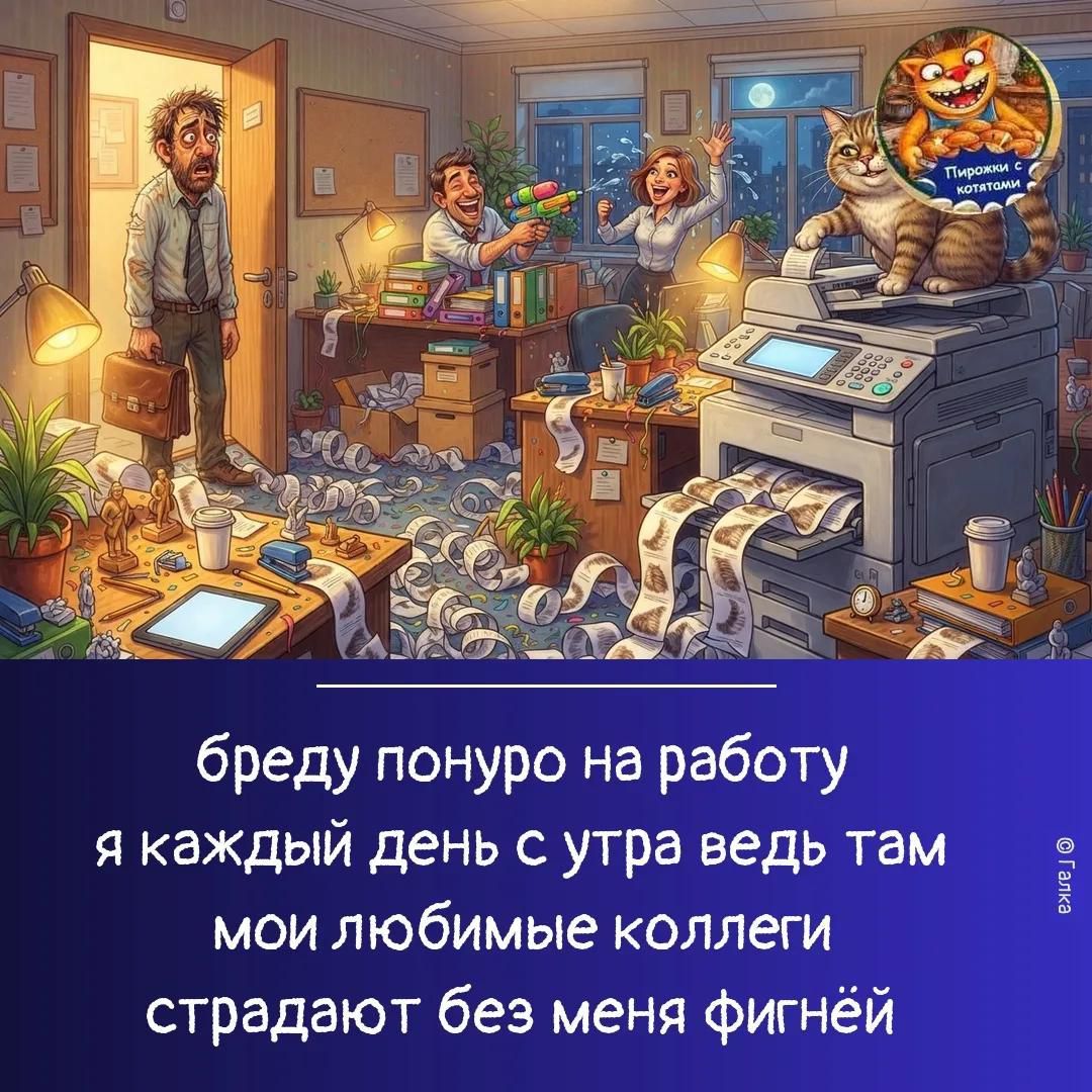 Бреду понуро на работу я каждый день с утра, ведь там мои любимые коллеги страдают без меня фигнёй