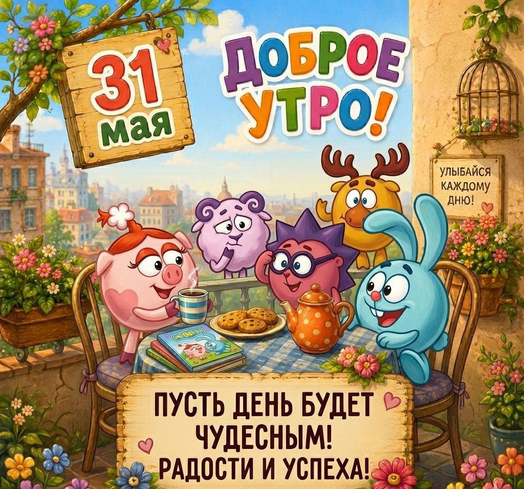 31 мая ДОБРОЕ УТРО! УЛЫБАЙСЯ КАЖДОМУ ДНЮ! ПУСТЬ ДЕНЬ БУДЕТ ЧУДЕСНЫМ! РАДОСТИ И УСПЕХА!