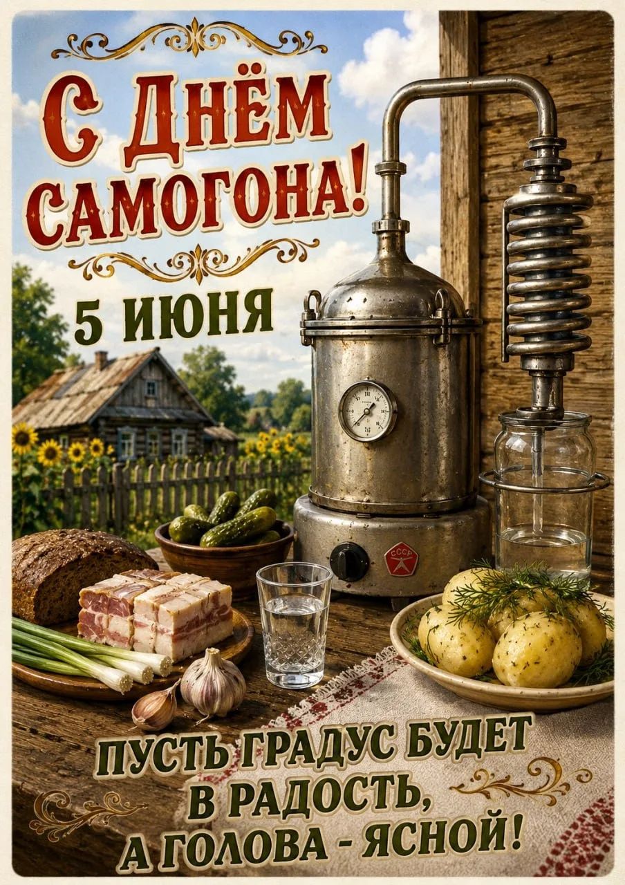 С Днём САМОГОНА! 5 ИЮНЯ ПУСТЬ ГРАДУС БУДЕТ В РАДОСТЬ, А ГОЛОВА - ЯСНОЙ!