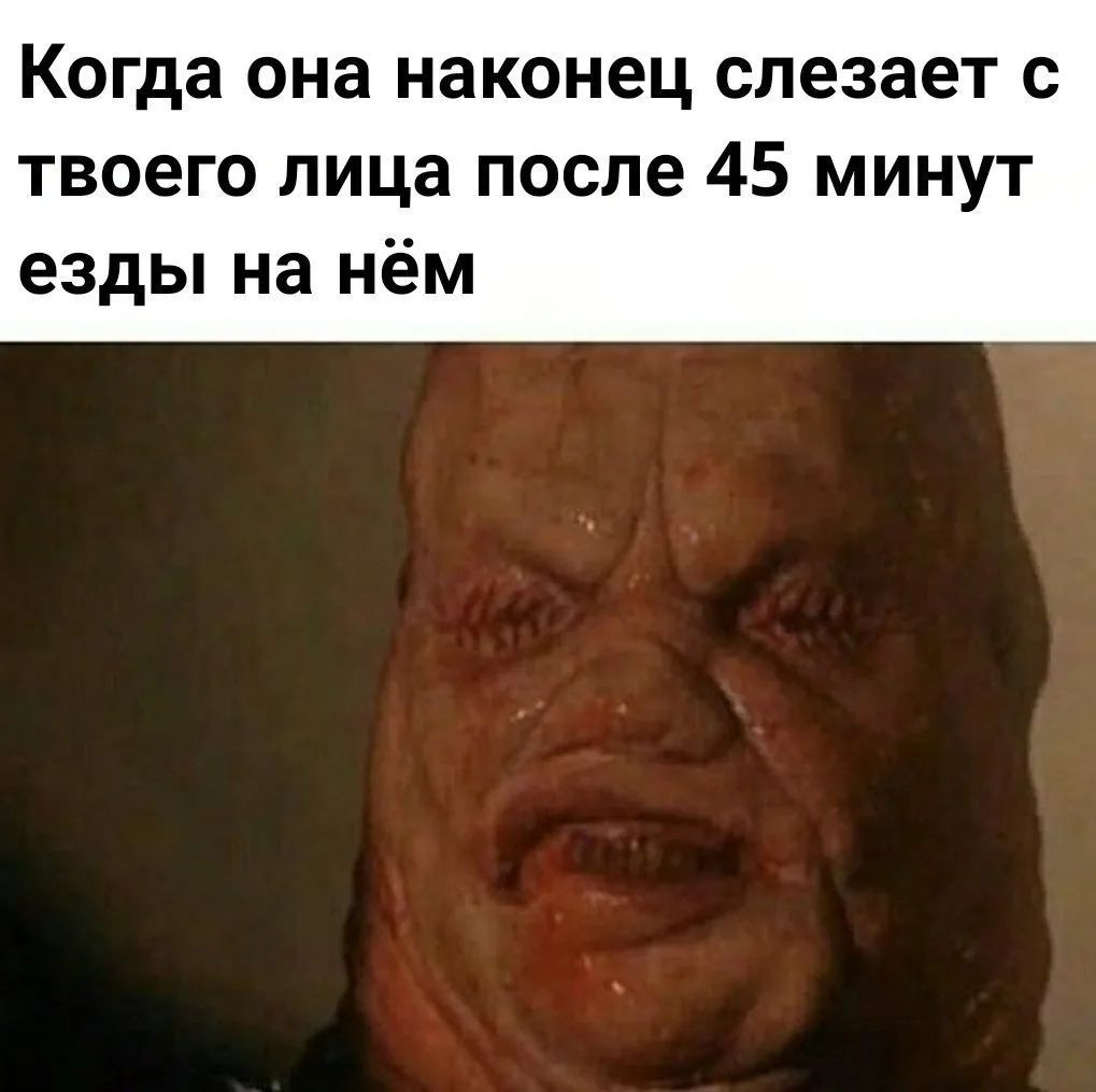 Когда она наконец слезает с твоего лица после 45 минут езды на нём