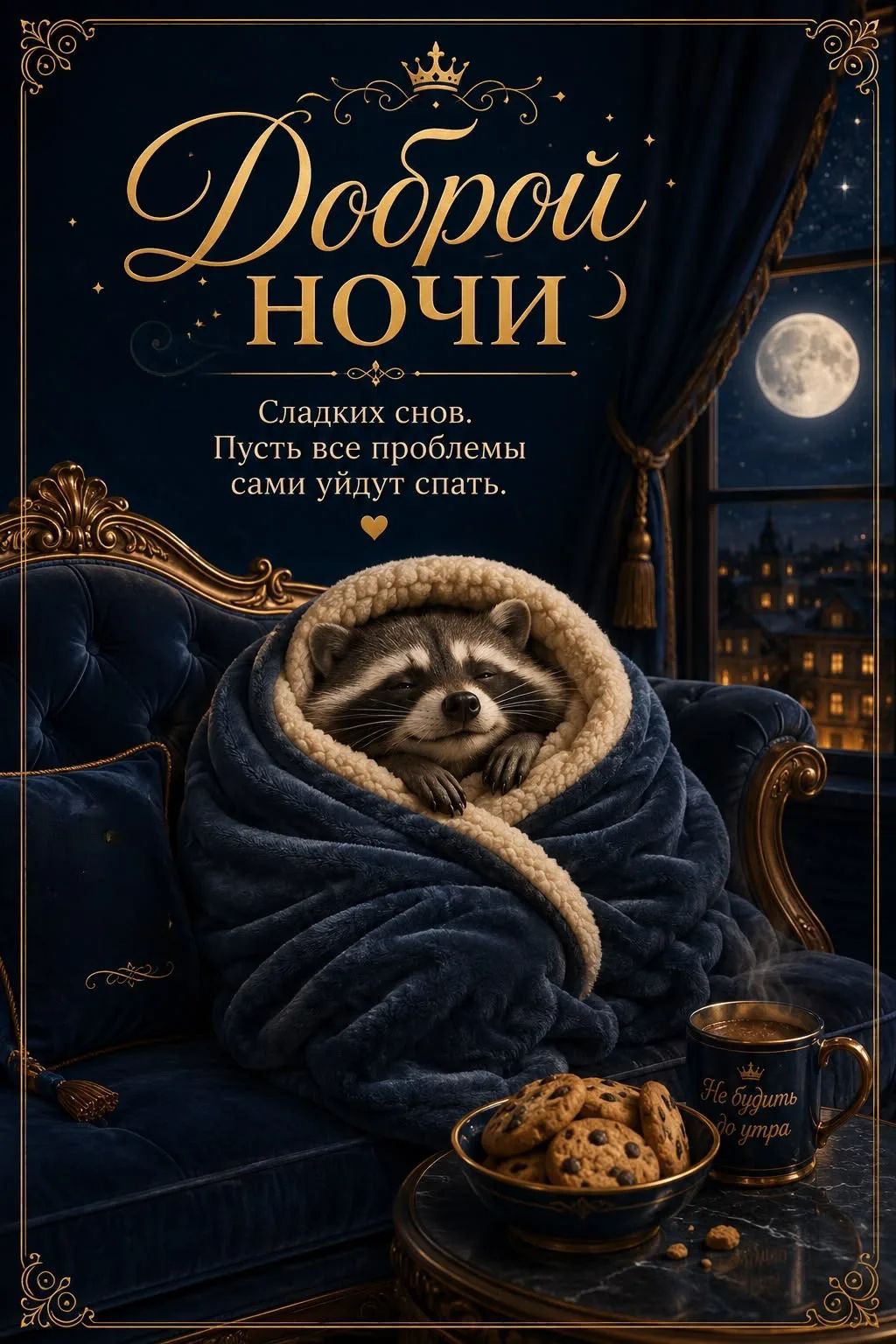 Доброй ночи! Сладких снов. Пусть все проблемы сами уйдут спать. Не будить до утра