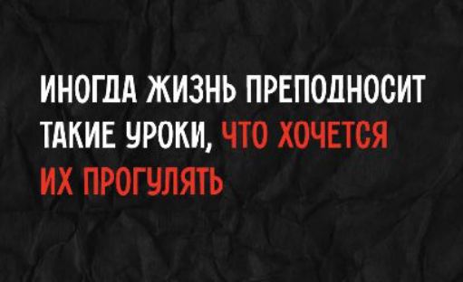 ИНОГДА ЖИЗНЬ ПРЕПОДНОСИТ ТАКИЕ УРОКИ, ЧТО ХОЧЕТСЯ ИХ ПРОГУЛЯТЬ