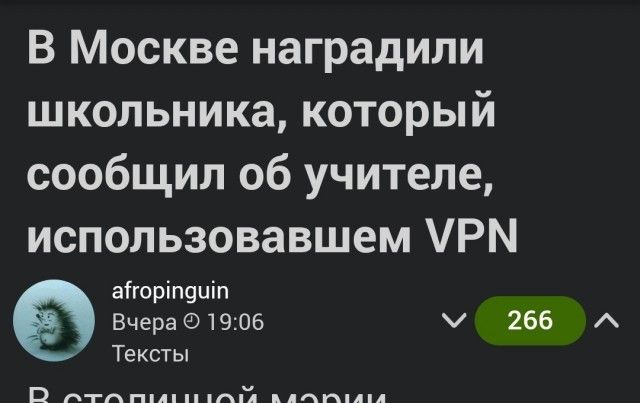 В Москве наградили школьника, который сообщил об учителе, использовавшем VPN.