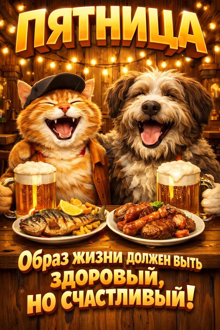 ПЯТНИЦА
Образ жизни должен быть ЗДОРОВЫЙ, НО СЧАСТЛИВЫЙ!