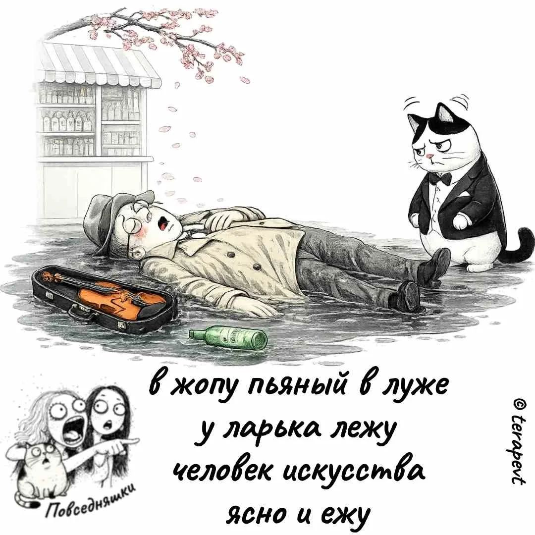 в жопу пьяный в луже у ларька лежу человек искусства ясно и ежу